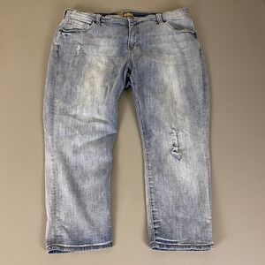 KUT from the Kloth Crop Jeans  Plus Size 20W Blue Distressed Denim Light Wash